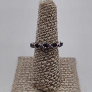 Size 7 Sterling Silver Stunning Multiple Amethyst Gems Ring A3699